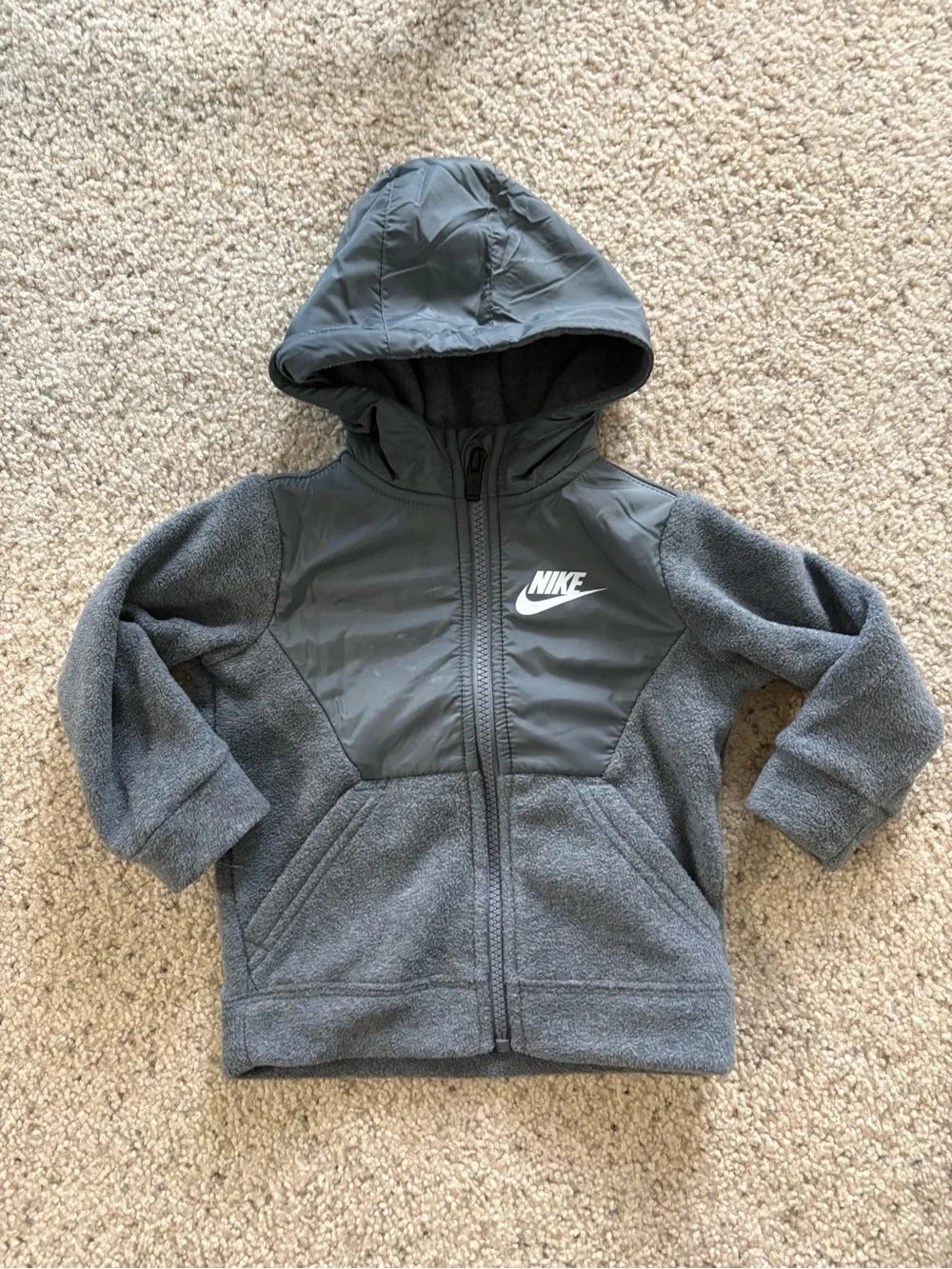 Nike Gray Hooded Fleece Jacket for baby 18 month old - Picture 2 of 3